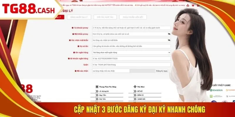 Đại lý TG88 Cập nhật 3 bước đăng ký đại ký nhanh chóng